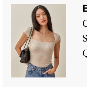 New Reformation Bardot top in marble. Size M